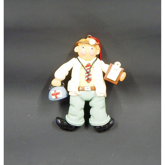 Clay Dough 3D Doctor Ornament 4 Inches Clipboard Medical Bag Hong Kong READ - Picture 1 of 9